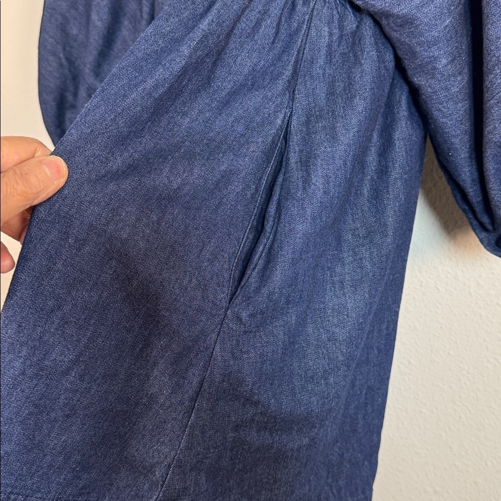 Free People Portia Denim Mini Dress In Indigo Dark Rinse size Small Petite - Picture 5 of 8